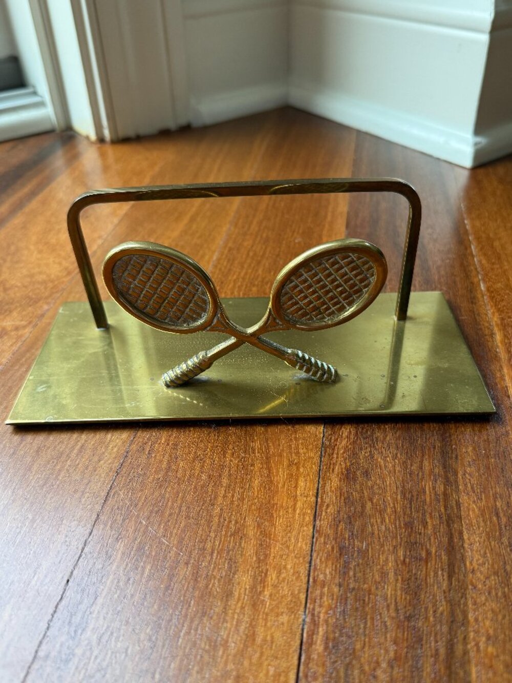 Vintage Brass Double Tennis Rackets Mail Letter Holder